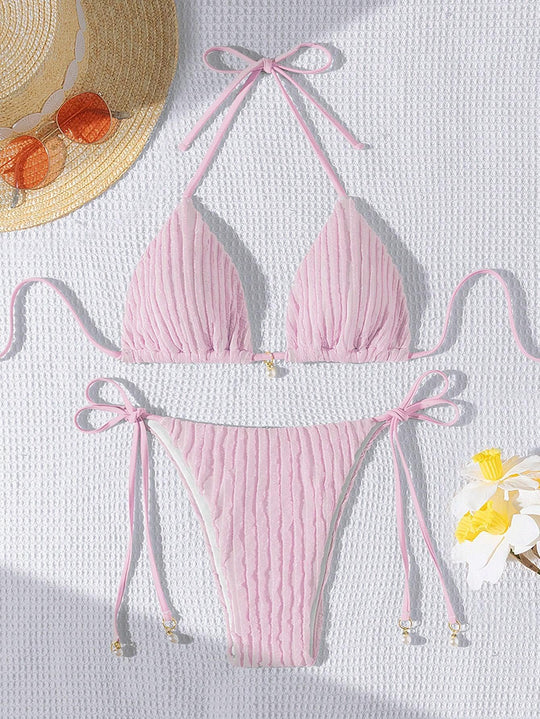 Damen Triangle-Bikini mit strukturiertem Design und verstellbaren Trägern R&B