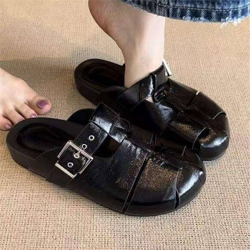 Damen moderne Zehentrenner-Sandalen mit seitlichem Riemendesign R&B