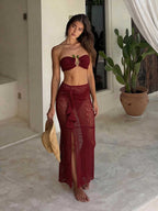 Damen Bandeau-Bikini mit Rüschenrock und elegantem Verschluss R&B