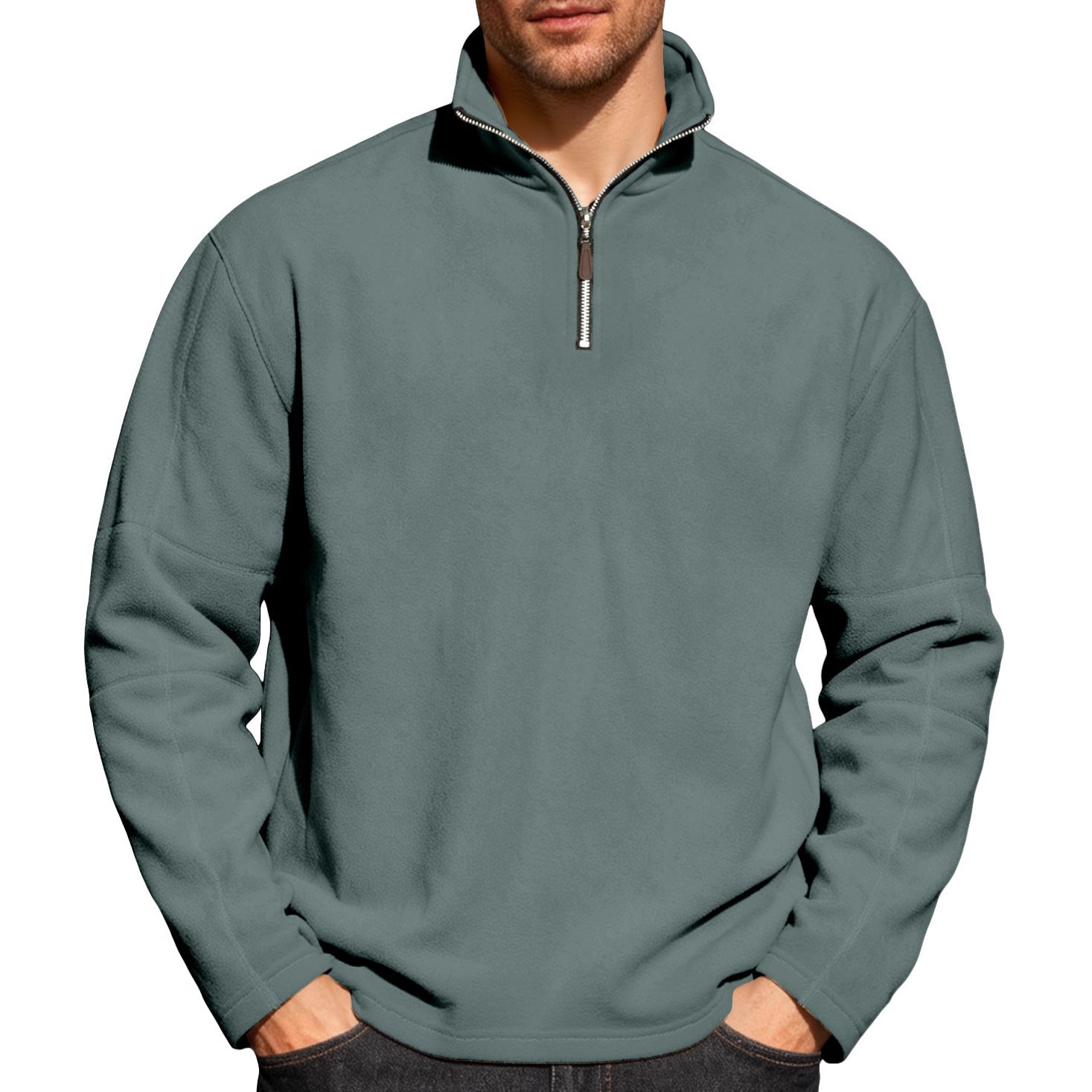 Herren nan leichter Mikrofleece-Performancepullover mit kurzem Reißverschluss Raglanärmeln und formgR&Benden Nähten R&B