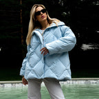 Damen gepolsterte Steppjacke mit hohem Kragen und praktischen Taschen R&B