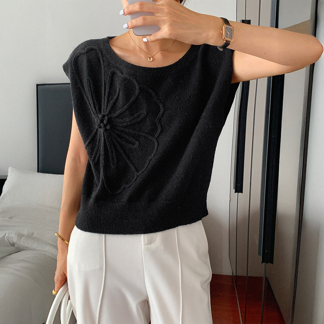 Damen Strickoberteil mit floralem Reliefdesign R&B