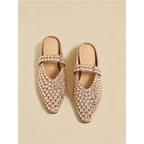 Damen elegante und glamouröse Mules mit Strassverzierungen R&B