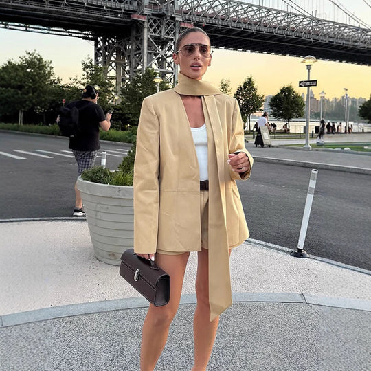 Damen Anzugjacke mit raffinierter Schluppe und weichem Schnitt R&B