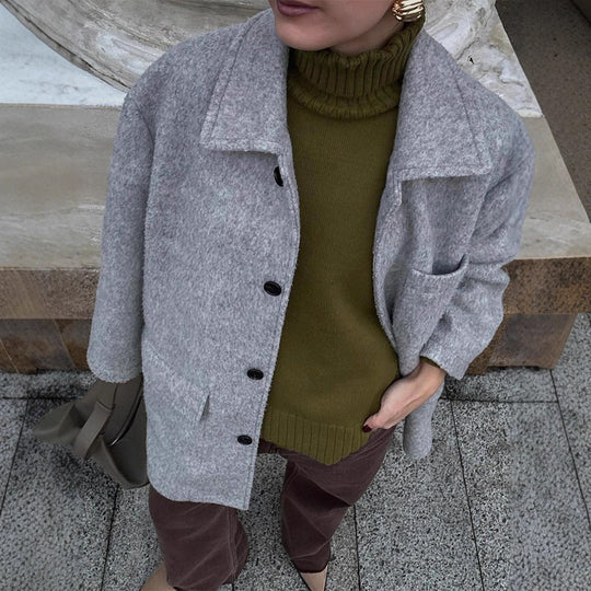 Damen Wollmantel mit klassischem Schnitt und praktischen Taschen R&B