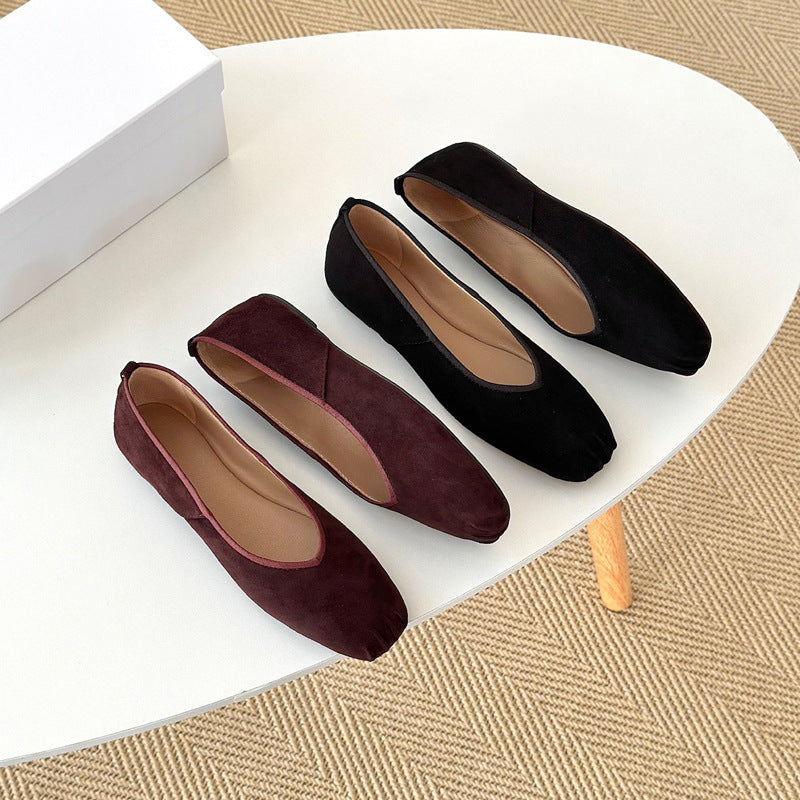 Damen Mokassin-Ballerinas aus weichem Veloursleder