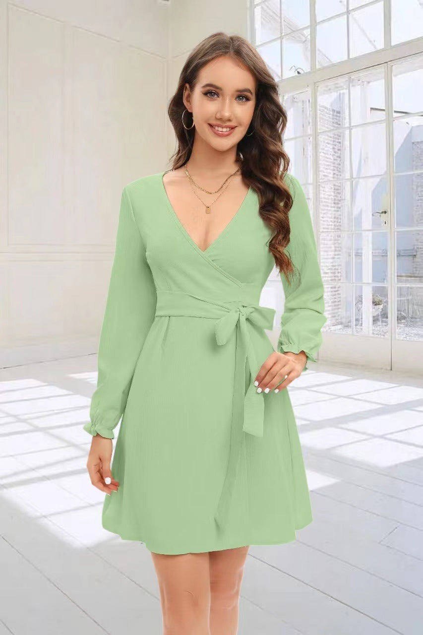 Damen Wickelkleid mit voluminösen Ärmeln R&B