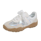 Damen modische Sneakers mit eleganter Spitze und transparenter Schnürung R&B