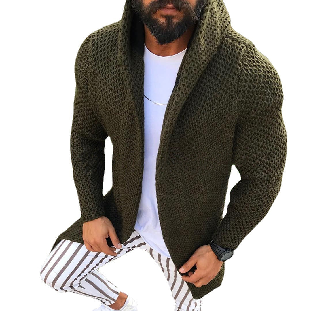 Herren lässiger Strickmantel mit strukturiertem Design und großzügigen Taschen R&B