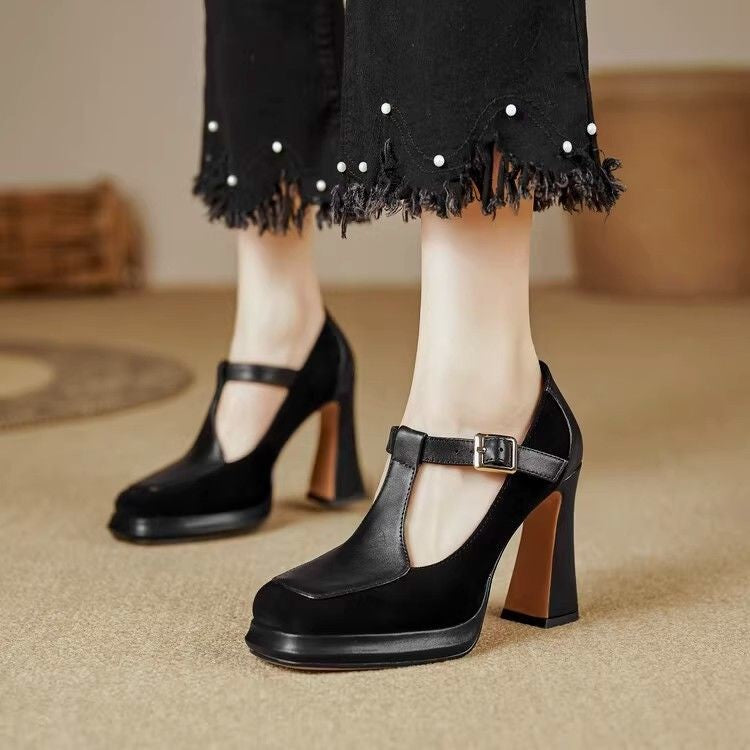 Damen Pumps mit einzigartigem Riemchen-Design und modischem Blockabsatz R&B
