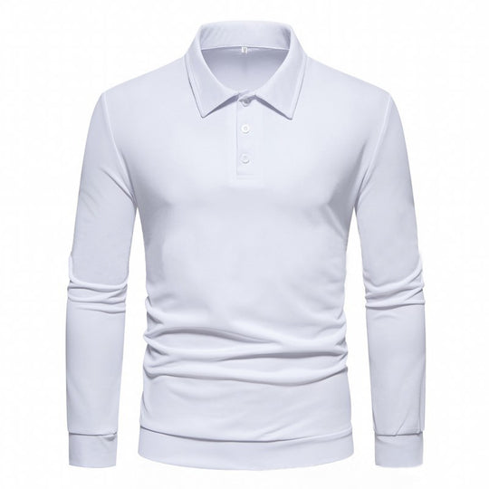 Herren Langarm Polohemd aus atmungsaktivem Stoff mit modernen Knopfdetails R&B