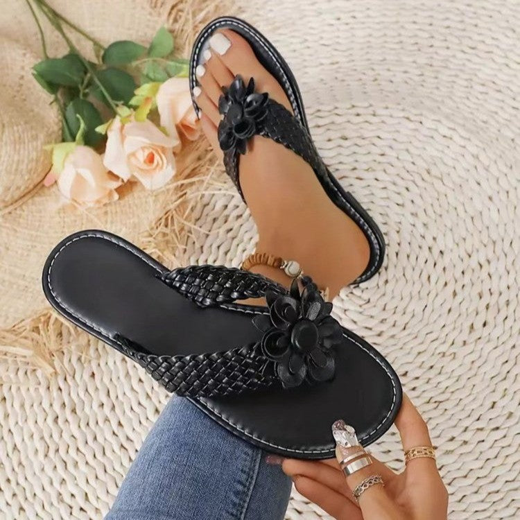 Damen Trendige Zehentrenner-Sandalen mit floralen Akzenten R&B