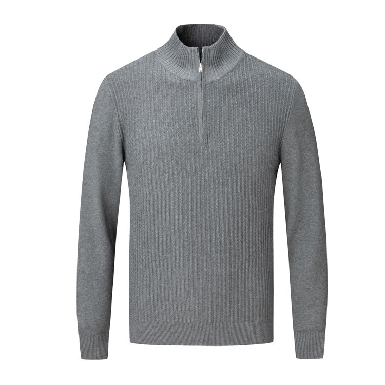 Herren Strickpullover mit modernem Stehkragen und feinem Rippdesign R&B
