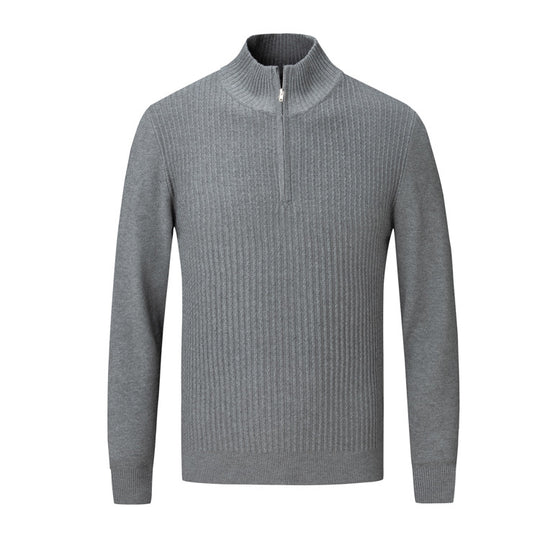 Herren Strickpullover mit modernem Stehkragen und feinem Rippdesign R&B