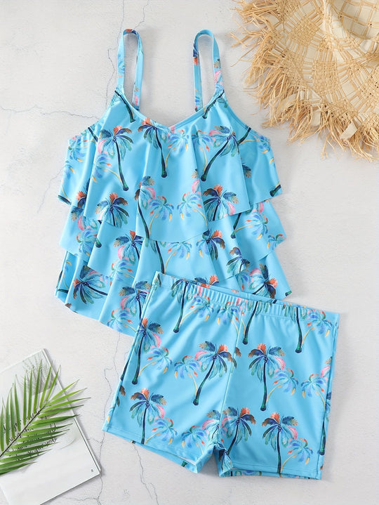 Damen Rüschen-Bikini-Top mit Shorts R&B