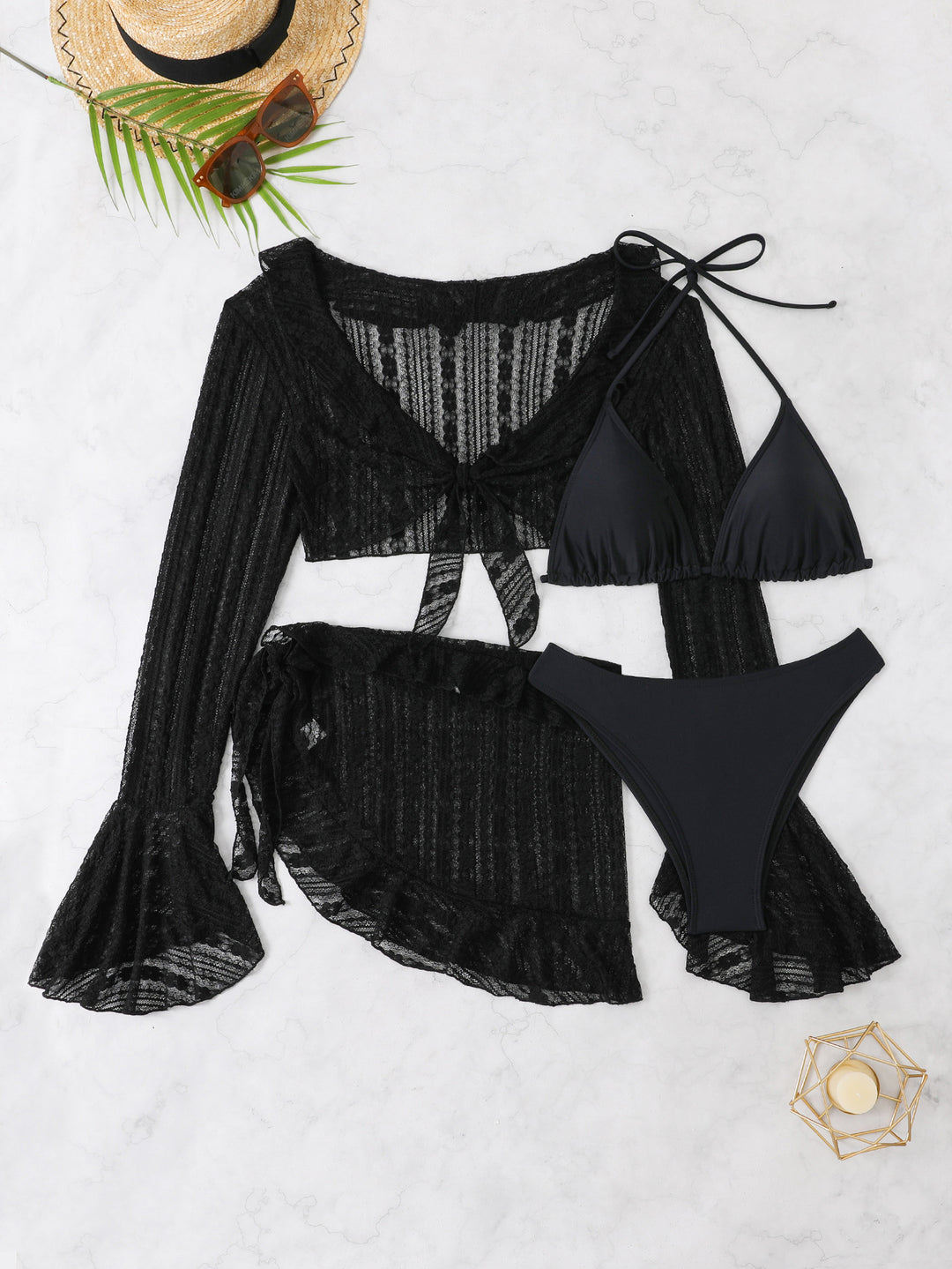 Damen Bikini-Set mit schickem Wickeloberteil und dekorativem Rock R&B