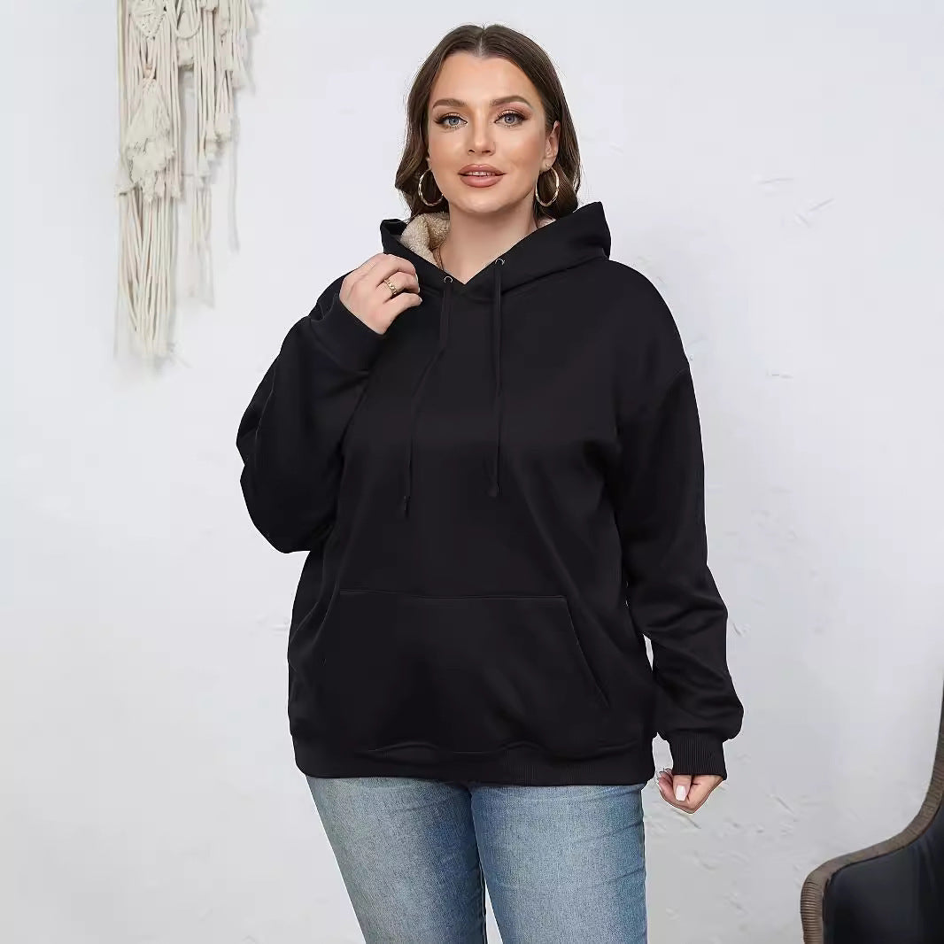 Damen kuscheliger Kapuzenpullover mit weichem Innenfutter und praktischen Kängurutaschen