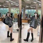 Damen Stiefel im lässigen Biker-Stil mit robustem Riemen und bequemem Blockabsatz