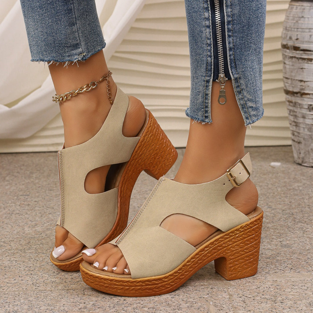 Damen Plateau-Sandalen mit offener Zehenpartie und verstellbarem Riemen R&B