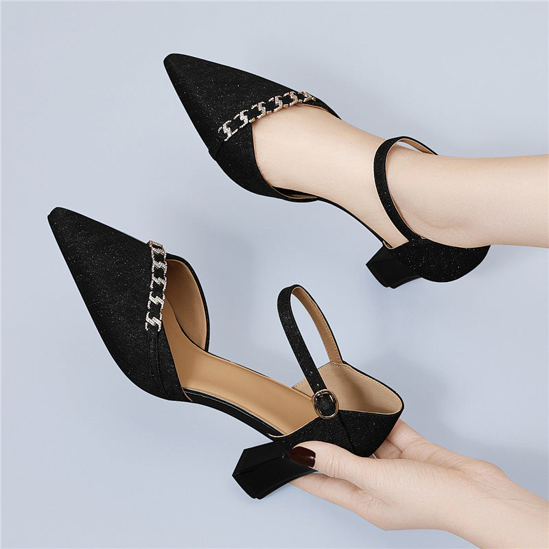Damen elegante Slingback-Pumps mit funkelndem Schmuckdetail R&B