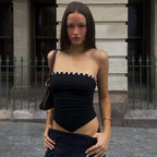 Damen Crop-Top mit raffinierten Rüschendetails und figurbetonter Passform R&B