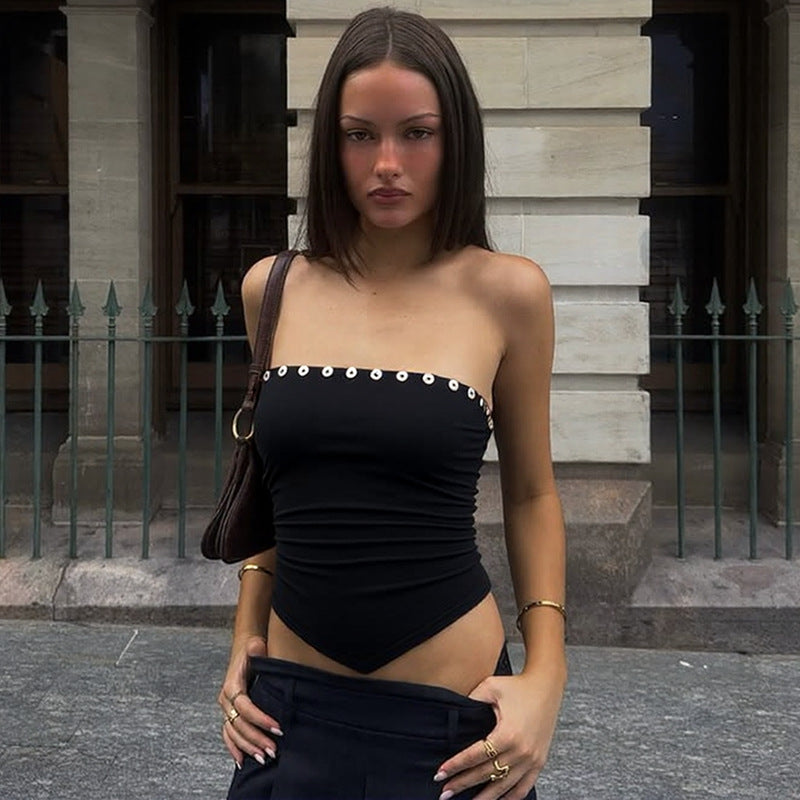 Damen Crop-Top mit raffinierten Rüschendetails und figurbetonter Passform R&B