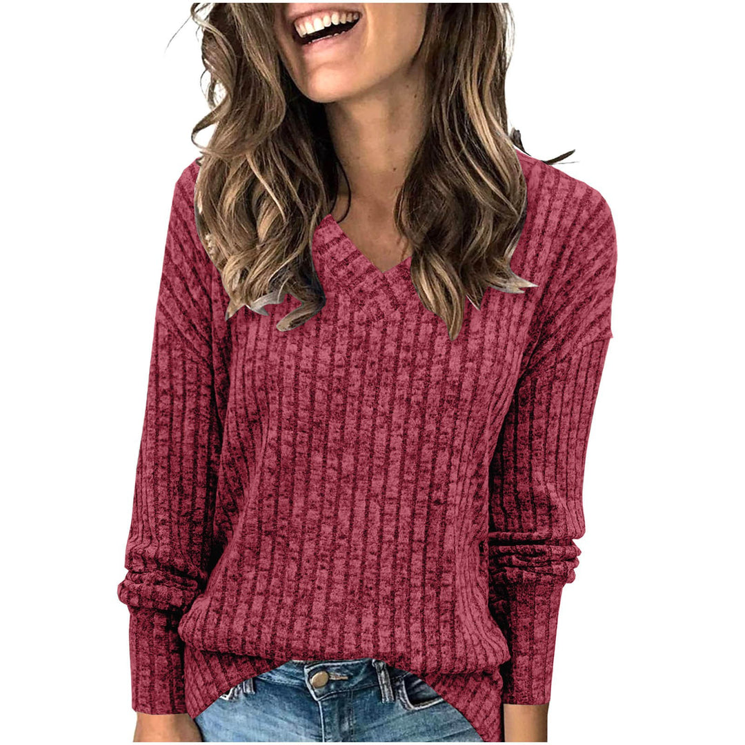 Damen eleganter V-Ausschnitt Pullover R&B