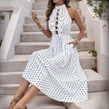 Damen Maxi-Kleid mit verspielten Rüschendetails und elegantem V-Ausschnitt R&B