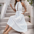 Damen Maxi-Kleid mit verspielten Rüschendetails und elegantem V-Ausschnitt R&B