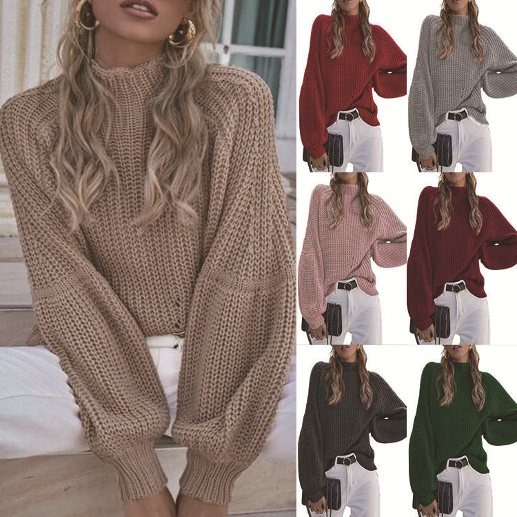Damen gemütlicher Strickpullover mit weitem Schnitt R&B