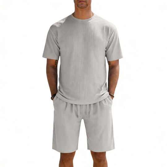 Herren nan Kurzarmshirt- und Bermudakombination aus geripptem Jersey mit elastischem Tunnelzugbund R&B
