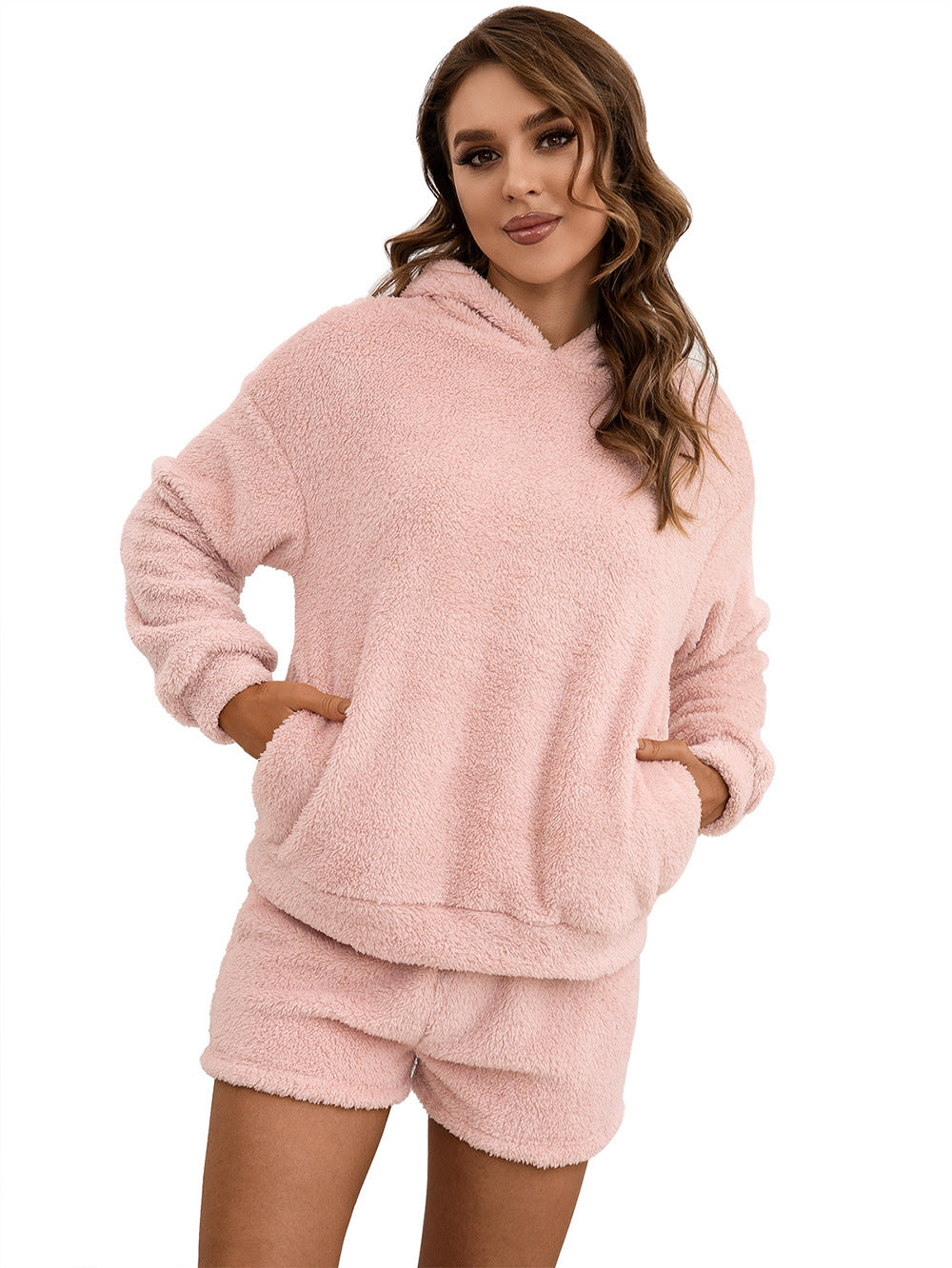 Damen Fleece-Hoodie und Shorts Set R&B