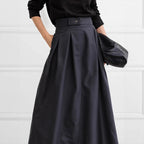 Damen Maxirock mit eleganter Faltenlegung und seitlichen Taschen R&B
