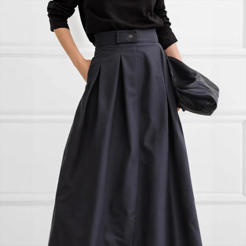 Damen Maxirock mit eleganter Faltenlegung und seitlichen Taschen R&B