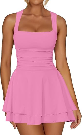 Damen sportliches Kleid mit Raffungen und weit schwingendem Rock R&B