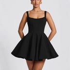 Damen Cocktailkleid mit oversized Schleifen-Design und fließendem Rock EB