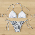 Damen Triangel-Bikini mit verstellbaren Trägern und klassischen Schnürdetails R&B