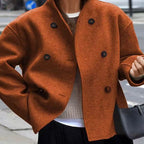 Damen Wolljacke mit doppelter Knopfleiste und weitem Schnitt R&B