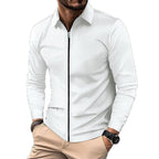 Herren nan feinstrukturiertes Langarm-Zipshirt mit Kentkragen und Waffelstruktur R&B