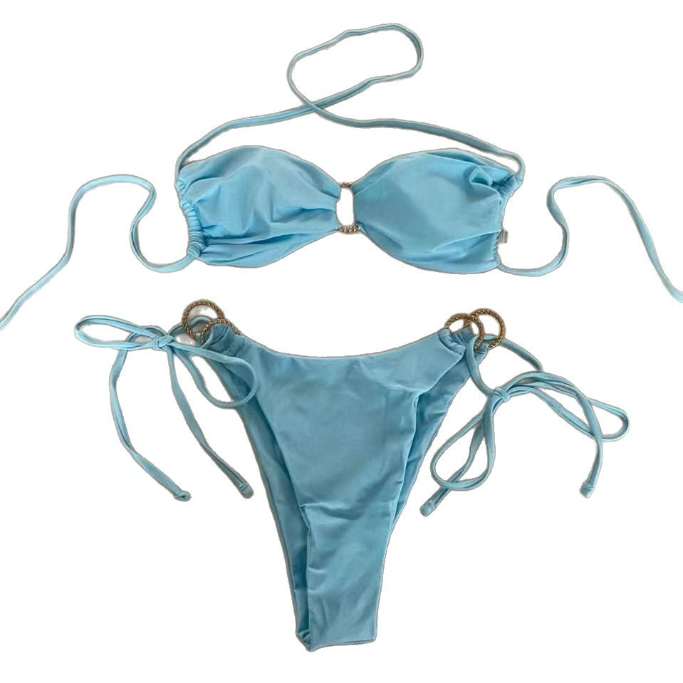 Damen Bandeau-Bikini mit goldenen Akzenten R&B