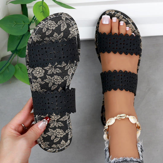 Damen Komfortable Slides mit modischen Cut-Out-Riemen R&B