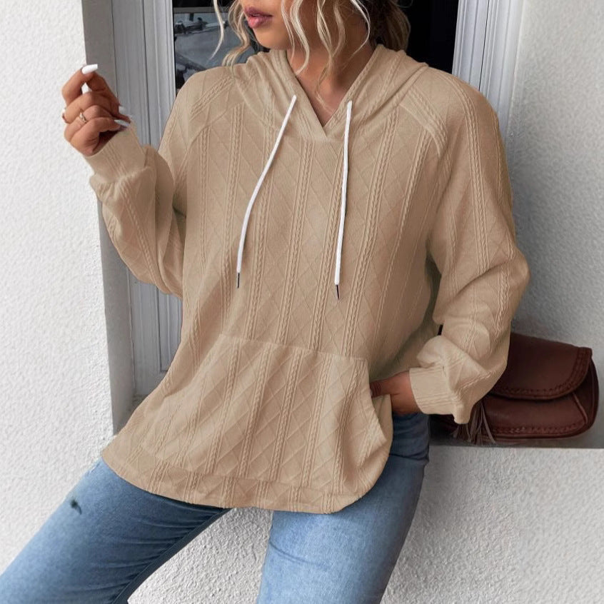 Damen halsferne Kapuzenpullover mit strukturiertem Design R&B