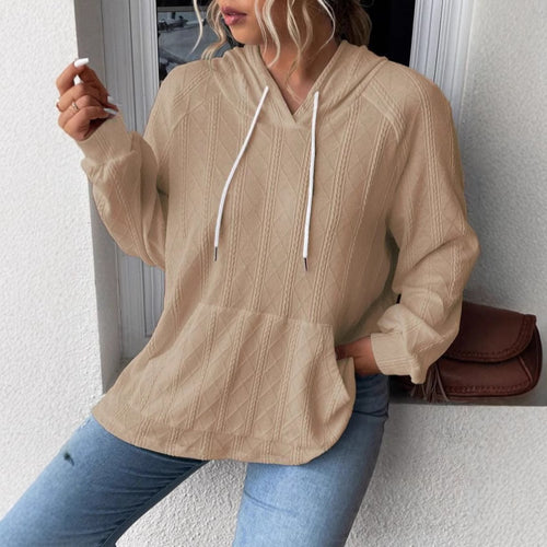 Damen halsferne Kapuzenpullover mit strukturiertem Design R&B