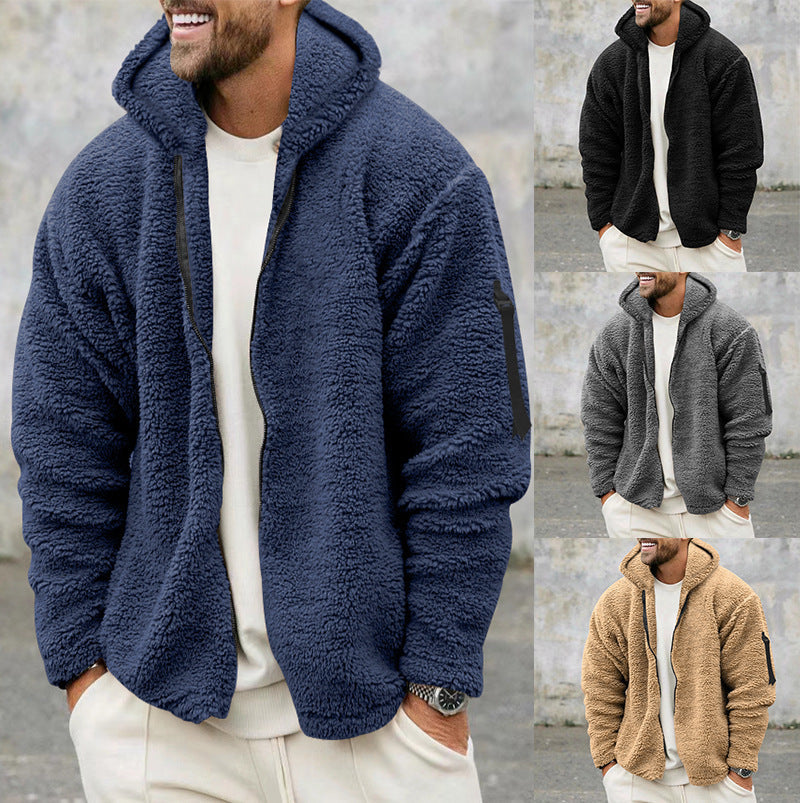 Herren Fleecejacke mit praktischem Reißverschluss und Kapuze R&B