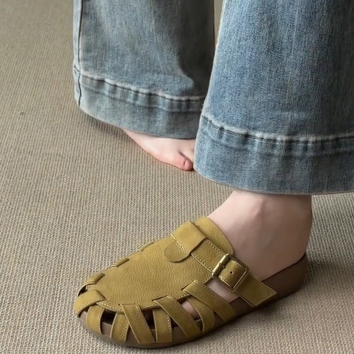 Damen Komfortable Sandalen im mediterranen Stil mit geflochtenem Riemendesign R&B