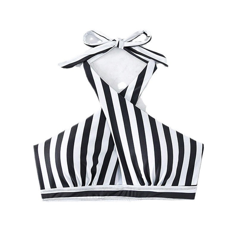 Damen Triangel-Bikinioberteil mit durchdachtem Wickeldesign und elegantem Streifenmuster R&B