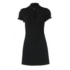 Damen Figurbetontes Minikleid mit Stehkragen und Schlüsselloch-Ausschnitt R&B