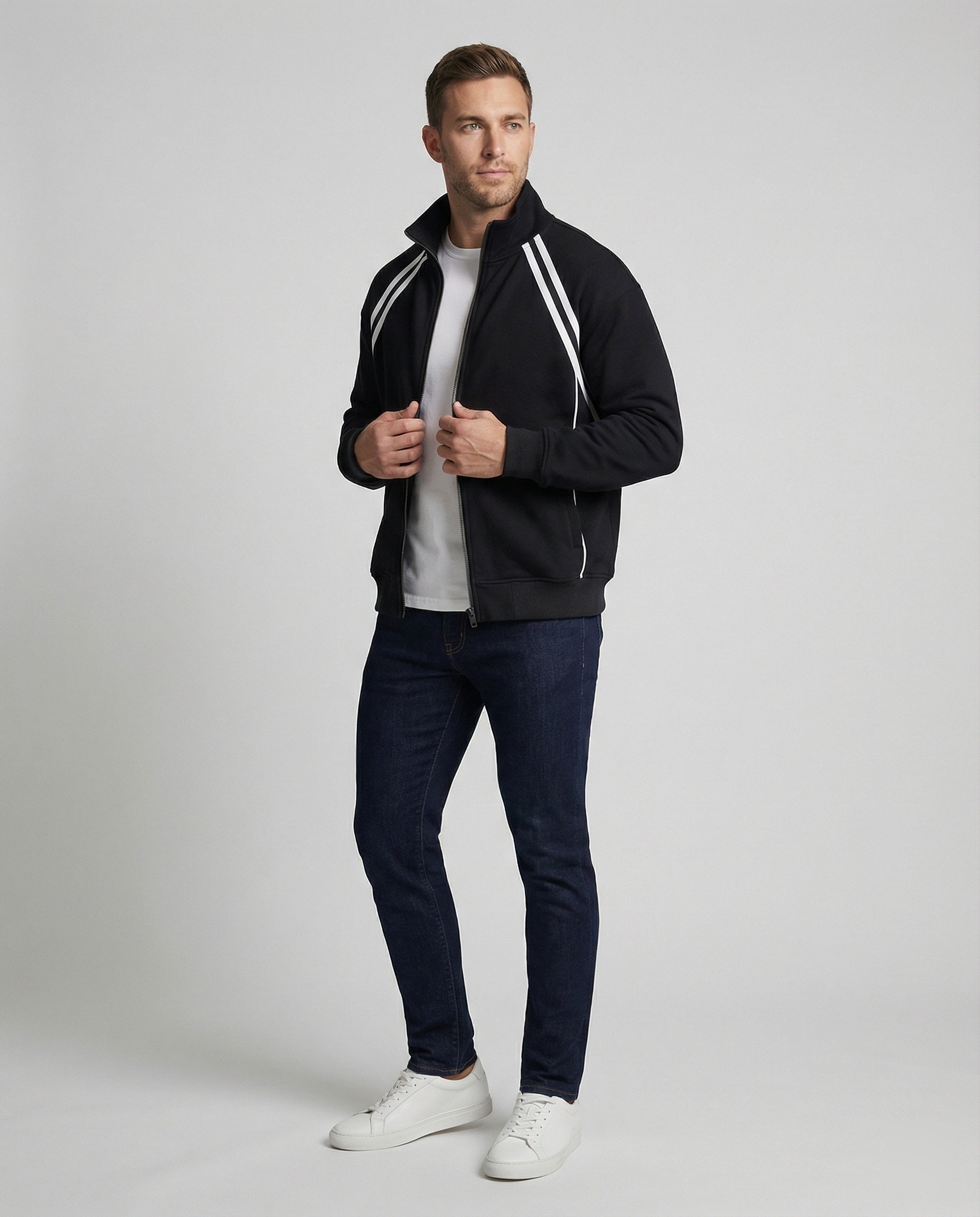 Schwarze American Style College Jacke für Herren und Damen