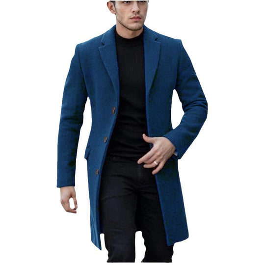 Herren eleganter Wollmantel mit schmalem Schnitt R&B