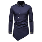 Herren Longsleeve Hemd im avantgardistischen Design mit asymmetrischem Saum R&B